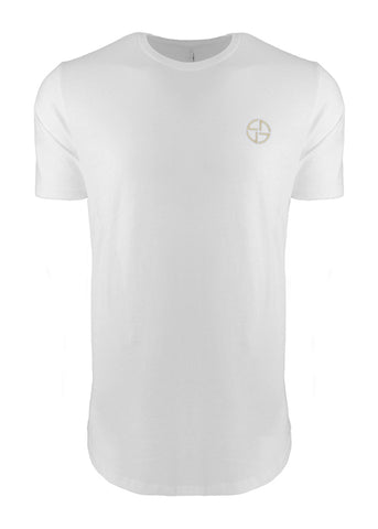 Long Drop T-Shirt - White $ Gold