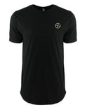 Long Drop T-Shirt - Black $ Gold
